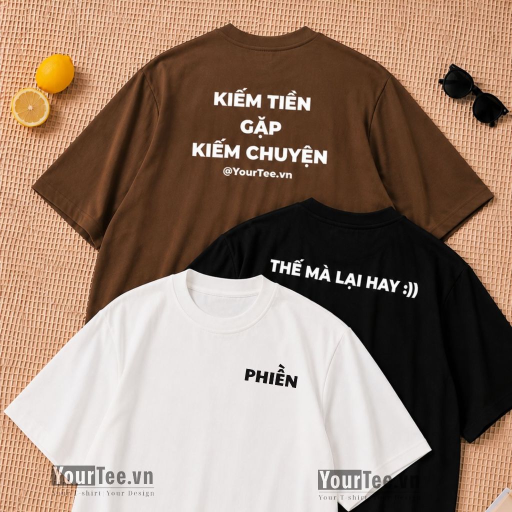 [ÁO IN THEO CHỮ TREND] Áo Thun Unisex In Chữ "PHIỀN" Form Rộng, Áo Thun Local Brand Nam Nữ, Câu Nói Hài Hước Viral + Hộp