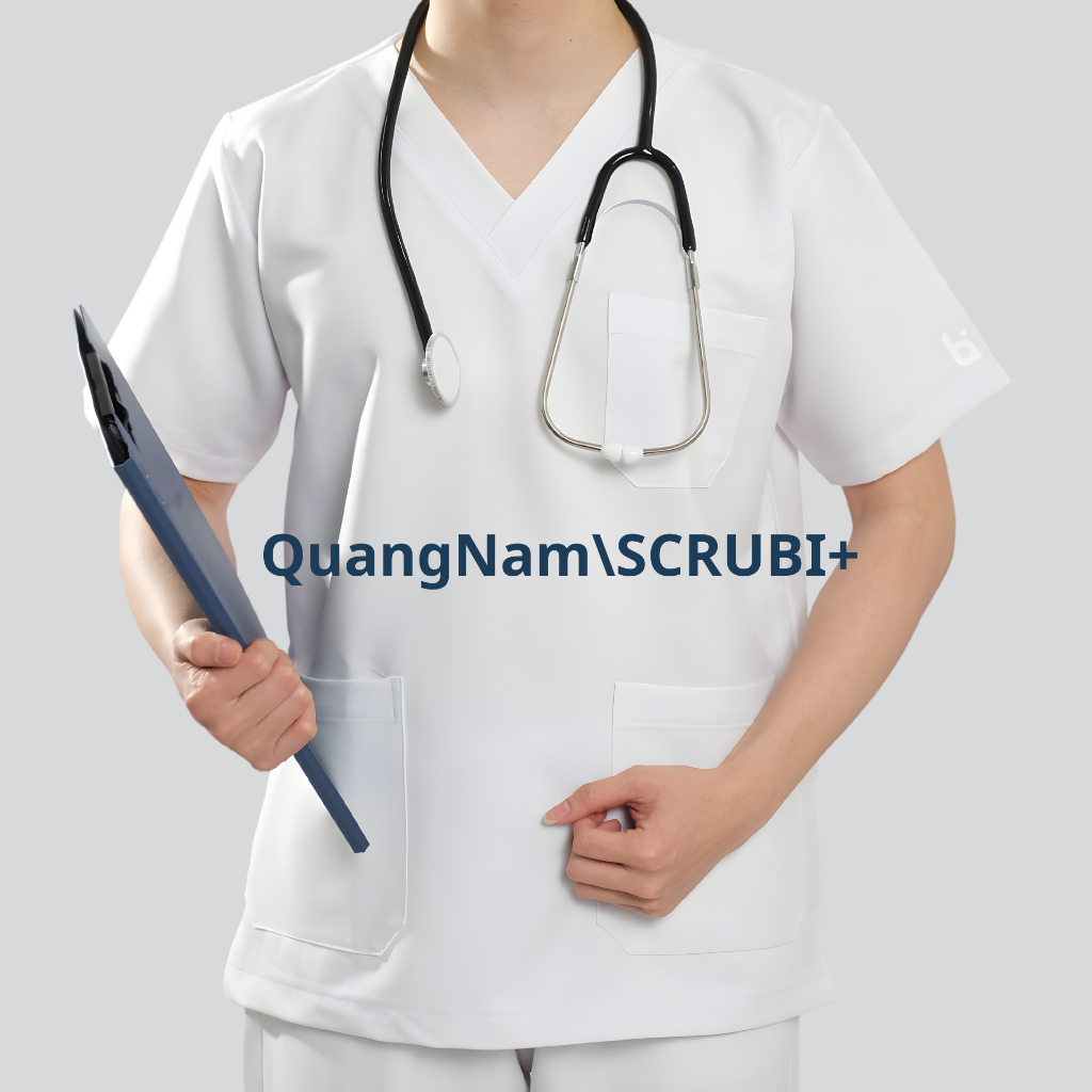 Bộ Scrubs bác sĩ vải Lon Giãn, đồng phục Spa,Phòng khám, Blouse nữ quần áo cổ tim dược sĩ hàng đẹp