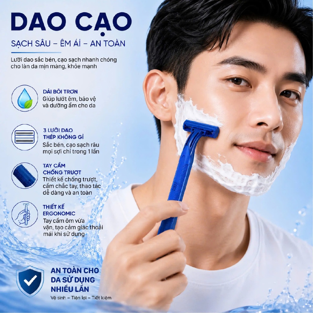 40 Cây dao cạo râu 3 lưỡi thép không gỉ Đức hiệu Ben, Công ty Viễn Đông Sài Gòn.