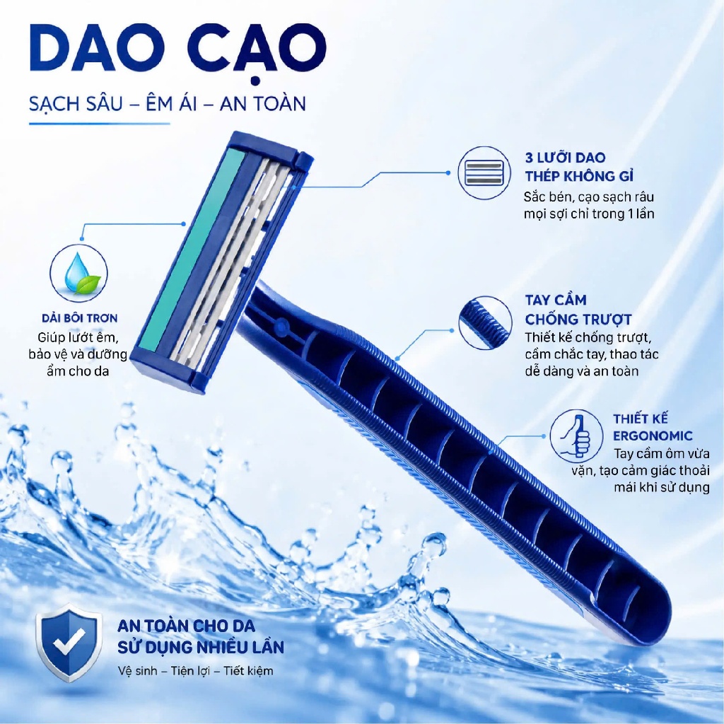 40 Cây dao cạo râu 3 lưỡi thép không gỉ Đức hiệu Ben, Công ty Viễn Đông Sài Gòn.