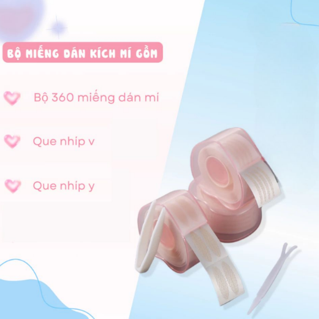 Miếng dán kích mí lưới tàng hình, kích mí tròn đều, phù hợp mọi dáng mắt, không lộ.