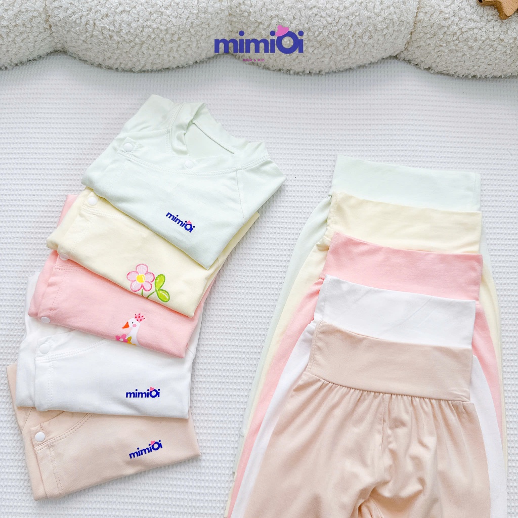 [BD65 Pettit] Bộ quần áo dài cạp cao sơ sinh pettit cao cấp mềm mát thiết kế quần cạp cao cho bé sơ sinh 0-3 tháng
