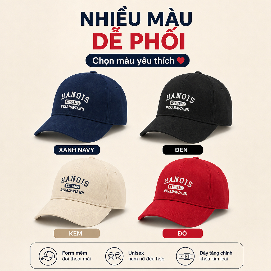 Mũ lưỡi trai nam nữ Nón kết thêu chữ Memorie, Peachy, Heart form unisex nam nữ N01 Happy Style