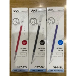 Ruột Bút Bi Nước Béo Deli G97-BK 0.5mm – Mực Xanh/Đen/Đỏ, Viết Êm Mượt, Thay Ruột Tiện Lợi