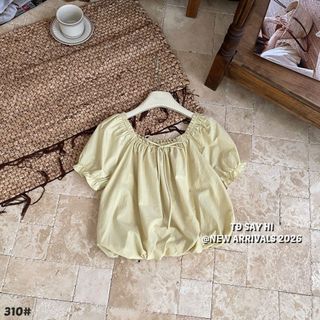 áo kiểu thiết kế trẻ trung bo gấu dây cổ chun dễ mặc dễ phối đồ Y43