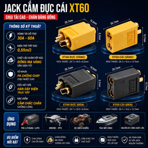 Jack Nguồn Đực - Cái XT60 Chịu Nhiệt Độ Cao Mạ Vàng Chất Lượng Cao ILinhkien