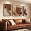 Tranh Canvas Lá Cây Nhiệt Đới Bộ 3 Bức Treo Phòng Khách Cao Cấp Hiện Đại - Tranh Tàu Lá Chuối Nghệ Thuật Bắc Âu Size To