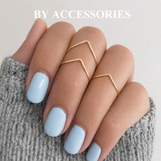 Nhẫn nữ titan midi ring trơn chữ V mảnh nhỏ mạ vàng đơn giản không gỉ WR2668 BY ACCESSORIES