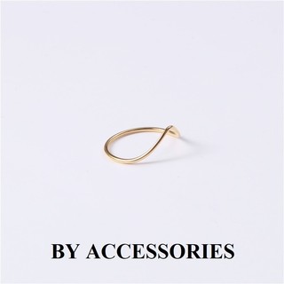 Nhẫn nữ titan midi ring trơn chữ V mảnh nhỏ mạ vàng đơn giản không gỉ WR2668 BY ACCESSORIES