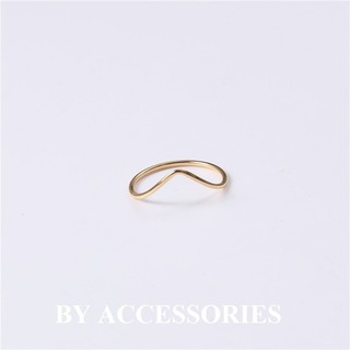 Nhẫn nữ titan midi ring trơn chữ V mảnh nhỏ mạ vàng đơn giản không gỉ WR2668 BY ACCESSORIES