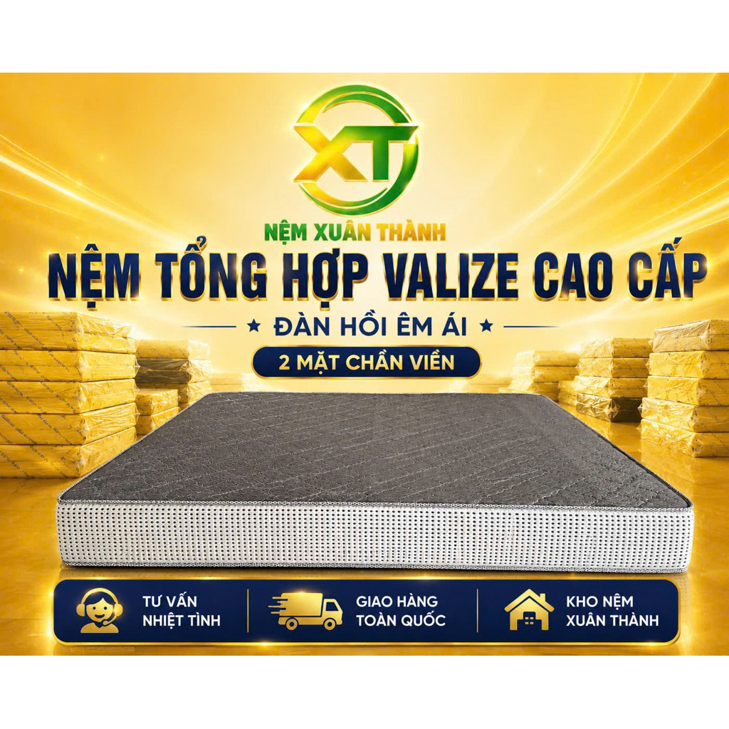 ( tặng kèm 2 gối hơi ) NỆM Valize TỔNG HỢP XUÂN THÀNH  ( bảo hành xẹp lún 15 năm )
