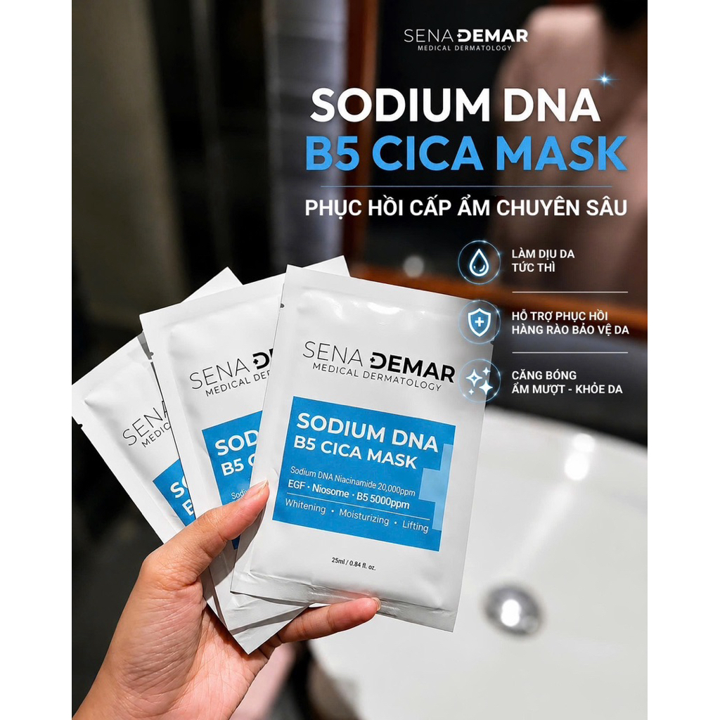 Combo 30-50 miếng Mặt nạ Sena demar sodium DNA B5 mask, 25ml - hạn 2028 HQ mặt nạ senademar  IS351