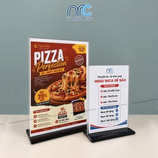 (Xuất hoá đơn VAT)  Bảng menu mica A4, A5, A6, Bảng QR thanh toán, Bảng mica trong suốt