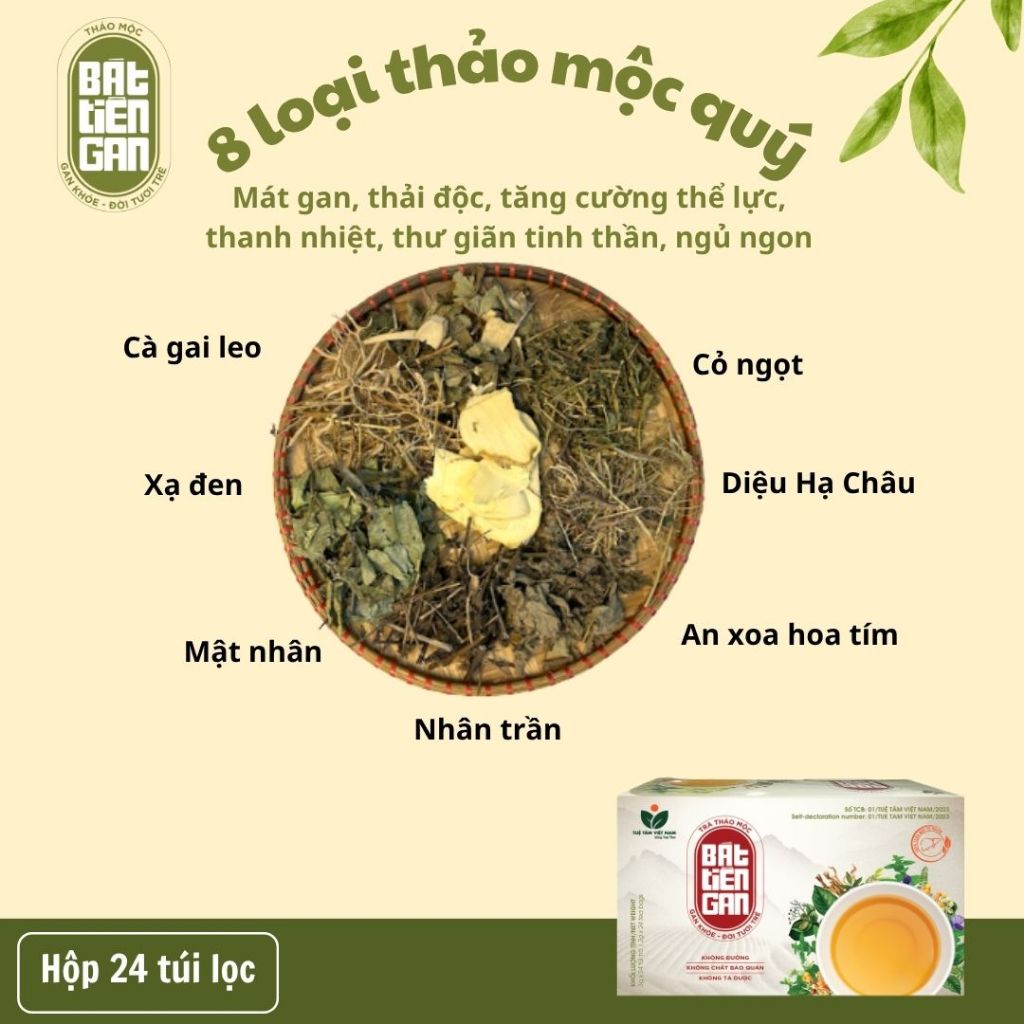 Trà Túi Lọc Mát Gan Bát Tiên Gan Có Cà Gai Leo Xạ Đen Hỗ Trợ Bảo Vệ Gan Thanh Nhiệt Thải Độc Cơ Thể