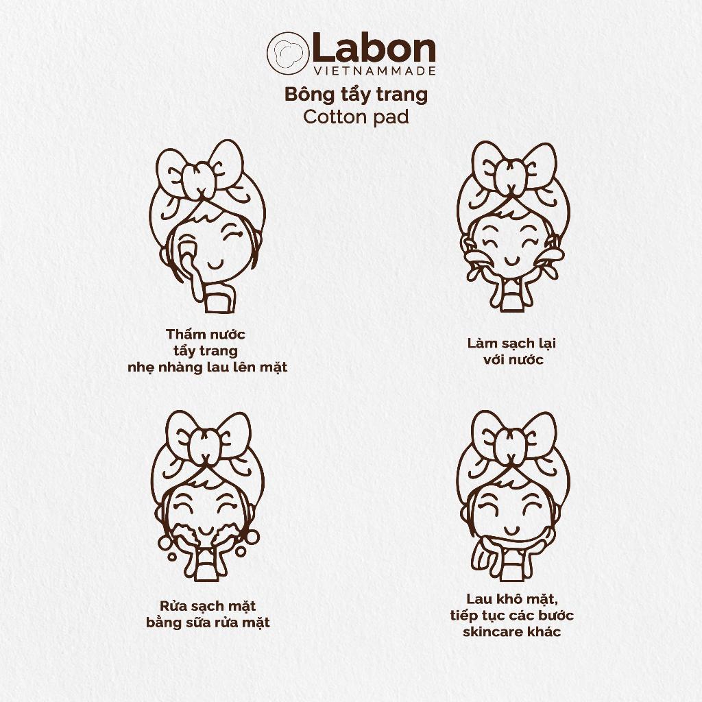 [TẶNG CẶP MIẾNG DÁN TÓC MÁI VIỀN REN] Combo 480 miếng bông tẩy trang Labon chất Cotton mềm mịn không xơ bông - 240 miế