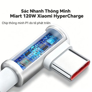 Cáp sạc nhanh Xiaomi 120W Turbo 6A USB Type-C 90° này tương thích với Xiaomi 13 12 11 Pro Poco F4 và Redmi Note 12 13 14