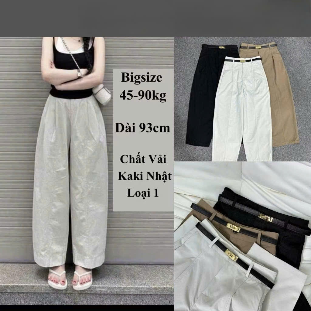 (BIGSIZE 45-90kg) Quần Baggy Nữ Chất Kaki Nhật, Quần Ống Rộng Thời Trang - MAY Fashion