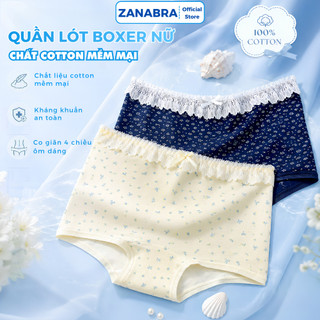 Quần Lót Quần Chip Nữ Boxer Chất Cotton Mềm Mại Không Hằn Viền Họa Tiết Hoa Nhí ZANABRA L5522