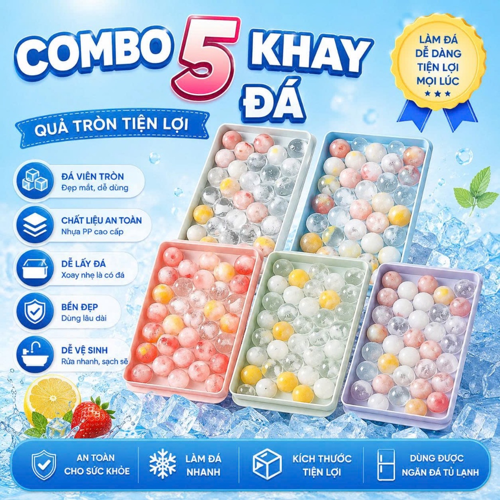 [ HỎA TỐC ] COMBO Khay Làm Đá Việt Nhật Viên Tròn, Thạch Bi Thông Minh Có Nắp Đậy
