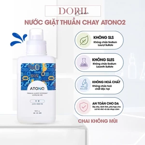 NƯỚC GIẶT THUẦN CHAY CAO CẤP ATONO2 CHO BÉ TỪ 0M+ thành phần 100% tự nhiên, pH trung tính, an toàn 1000ml