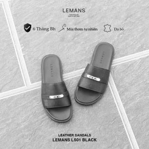 Dép quai ngang da bò Epsom nam LEMANS LS01.2, đế cao su có mùi thơm, thiết kế quai da 3 lớp trẻ trung, BH 06 tháng
