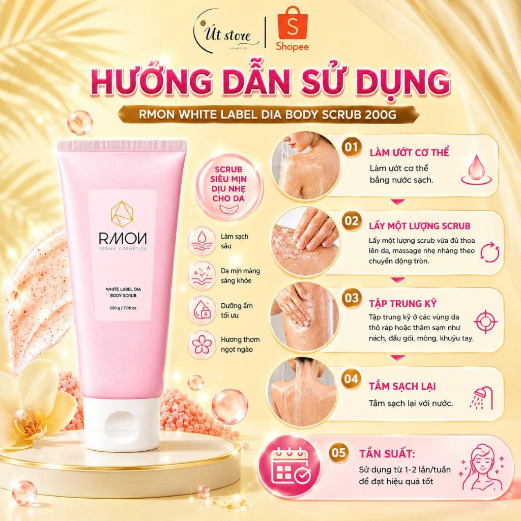 Tẩy Tế Bào Chết Body Rmon White Label Dia Body Scrub 200g