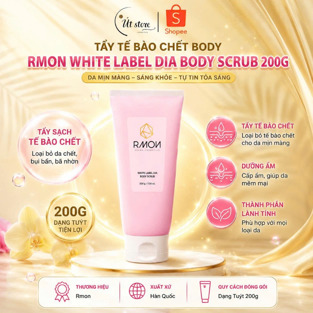 Tẩy Tế Bào Chết Body Rmon White Label Dia Body Scrub 200g