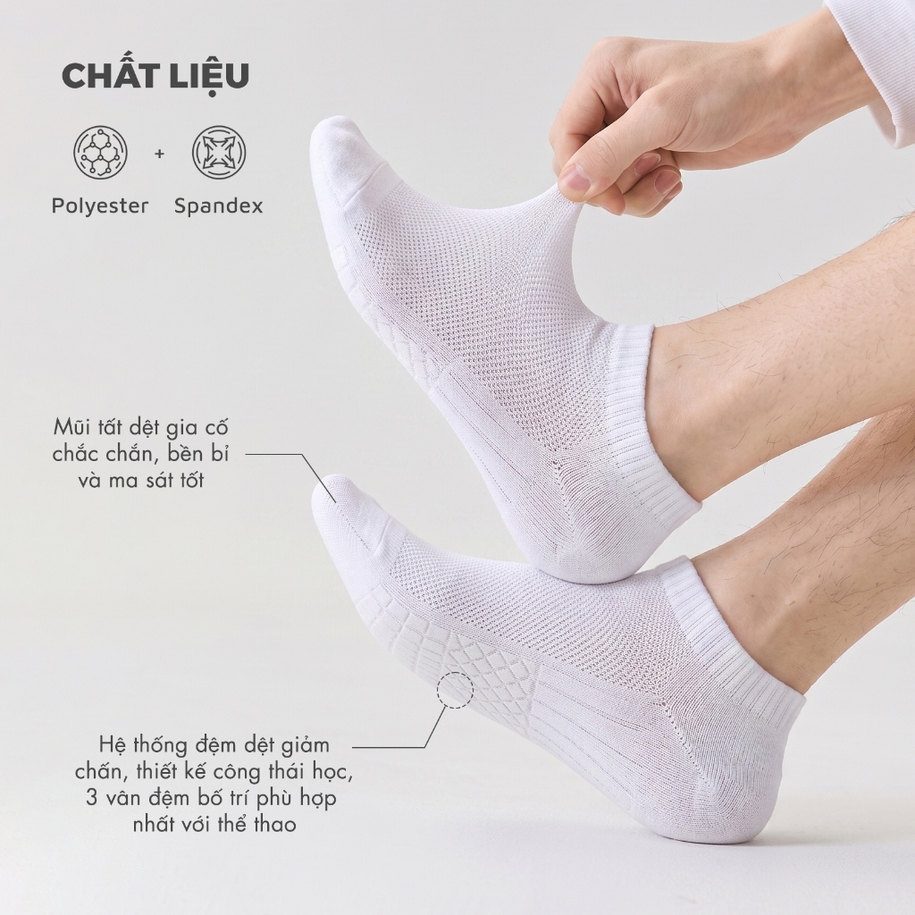 Tát vớ nam cổ ngắn công nghệ dệt kim thoáng khí, chất liệu mềm mịn co giãn 4 chiều - Ekiu SHop