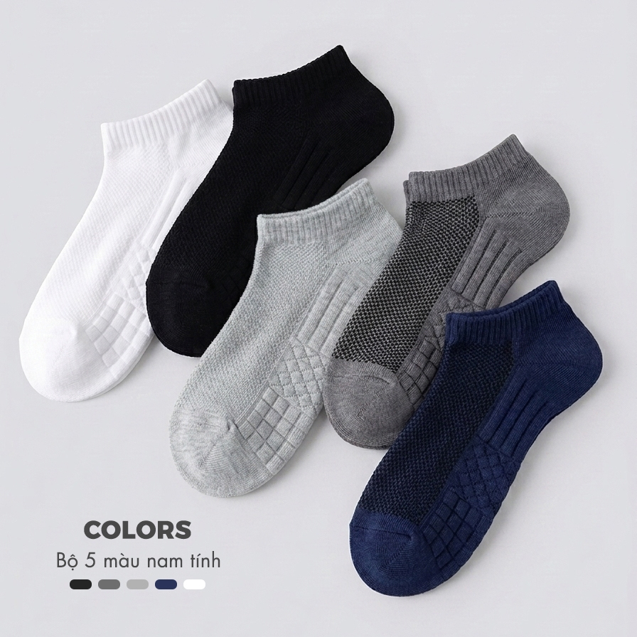 Tát vớ nam cổ ngắn công nghệ dệt kim thoáng khí, chất liệu mềm mịn co giãn 4 chiều - Ekiu SHop