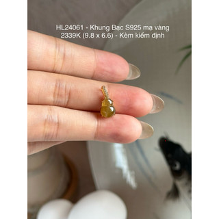Mặt Dây Chuyền Khung Bạc S925  - Phỉ Thuý Type A (Giao kèm kiểm định) Tặng kèm dây đeo