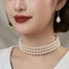 N758 dây chuyền ngọc trai nhân tạo 3 dây hạt 8li ngọc trai nhân tạo xinh xắn