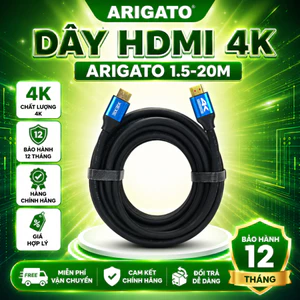 Dây HDMI 4K Đầu Sắt Arigato 1.5M-5M Chuẩn 2.0 Hỗ Trợ 4Kx2K Kết Nối Laptop PC TV Máy Chiếu