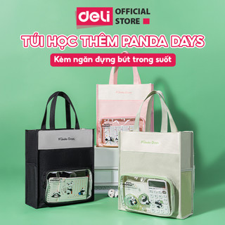 Túi Học Thêm Gấu Trúc Deli - Cặp Đựng Sách Vở A4 Nhiều Ngăn, Vải Oxford, Chống Rách, Đựng Đồ Dùng Học Tập Cho Học Sinh