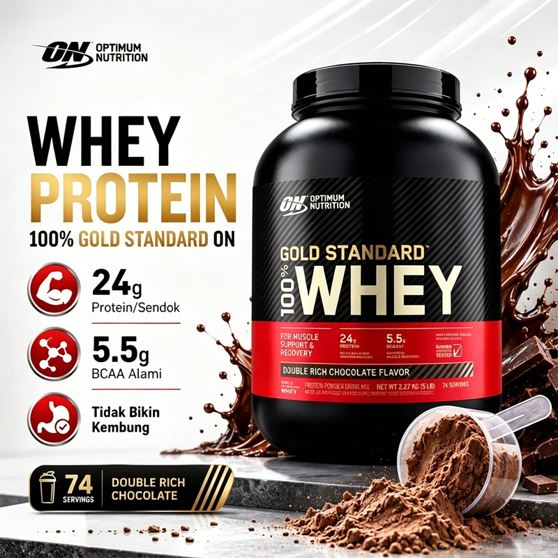 Optimum Nutrition Gold Standard Whey 5lbs hương sô cô la cung cấp 24g protein phục hồi cơ thể tập thể thao