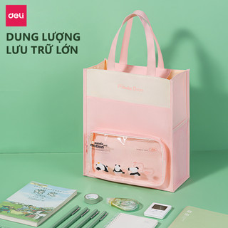 Túi Học Thêm Gấu Trúc Deli - Cặp Đựng Sách Vở A4 Nhiều Ngăn, Vải Oxford, Chống Rách, Đựng Đồ Dùng Học Tập Cho Học Sinh