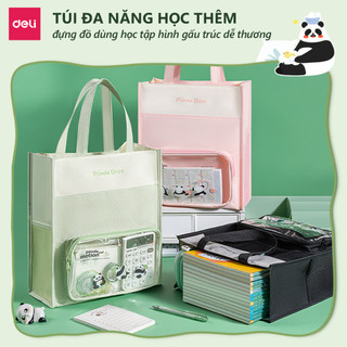 Túi Học Thêm Gấu Trúc Deli - Cặp Đựng Sách Vở A4 Nhiều Ngăn, Vải Oxford, Chống Rách, Đựng Đồ Dùng Học Tập Cho Học Sinh
