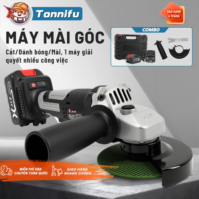 Máy mài góc xám TONNIFU 100mm, Máy cắt không chổi than, chân pin phổ thông, dây đồng máy mài góc chuyên nghiệp 1005LK