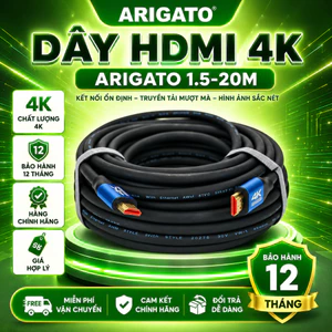 Dây HDMI 4K Đầu Sắt Arigato 10M-20M Chuẩn 2.0 Hỗ Trợ 4Kx2K Kết Nối Laptop PC TV Máy Chiếu