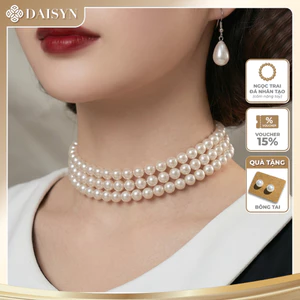 N758 dây chuyền ngọc trai nhân tạo 3 dây hạt 8li ngọc trai nhân tạo xinh xắn
