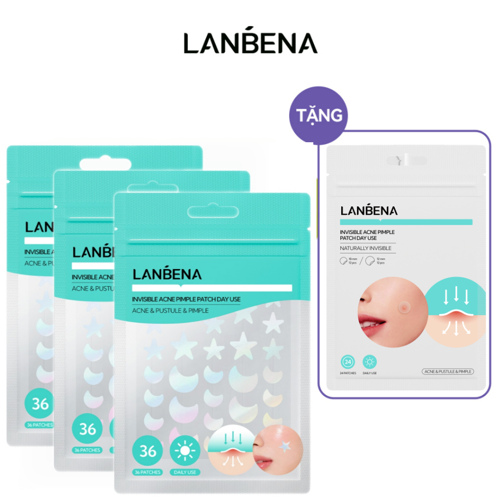LANBENA Miếng dán mụn (ngày và đêm) -Miếng Dán Mụn Vô Hình Hỗ Trợ Giảm Mụn, Hút Nhân Mụn, Lành Mụn, Skincare