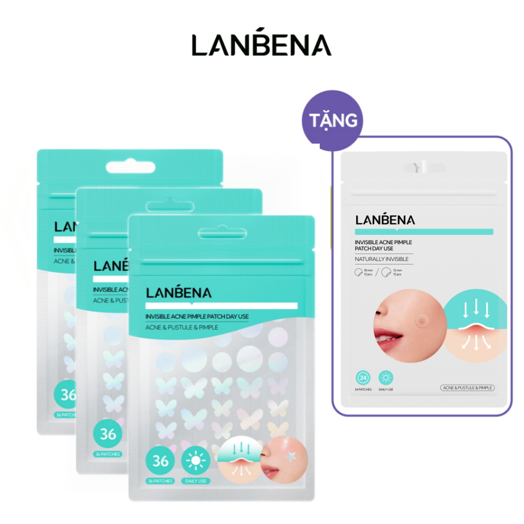 LANBENA Miếng dán mụn (ngày và đêm) -Miếng Dán Mụn Vô Hình Hỗ Trợ Giảm Mụn, Hút Nhân Mụn, Lành Mụn, Skincare