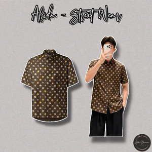 ⚡️[Hight Quality] Áo Sơ Mi Lụa \/ Nam Nữ Ready To - Điểm Nhấn Hoa Nâu Sang Trọng Loại 1