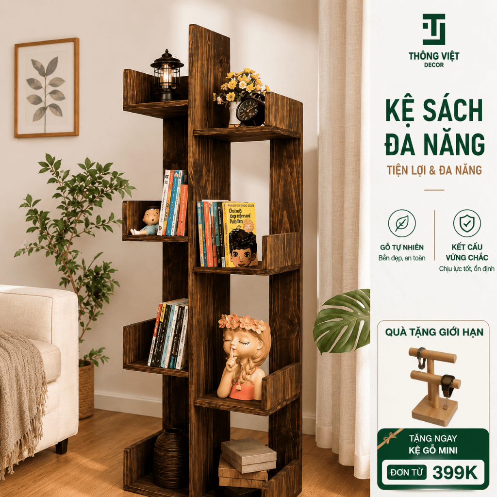 [TV-D007]Kệ Sách Đa Năng Xương Rồng , Giá Sách Trang Trí Để Bàn Decor Phòng Gỗ Thông Đẹp Tinh Tế