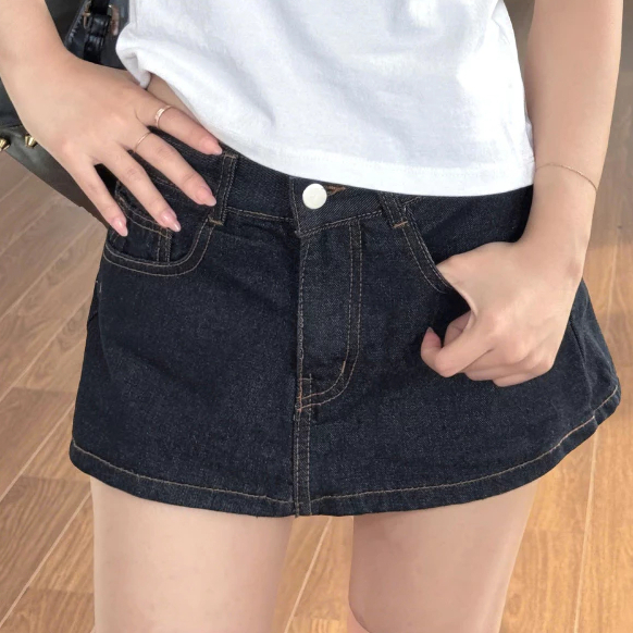 Quần Jeans Giả Váy Chữ A Hack Dáng Forgirl Dáng Ngắn Dày Dặn T224