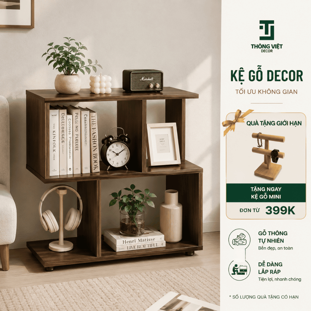 [TV-D001]Kệ Gỗ Decor Đa Năng, Tap Đầu Giường Sofa Bền Đẹp Trưng Bày Sách Lọ Hoa Trang Trí Phòng Ngủ