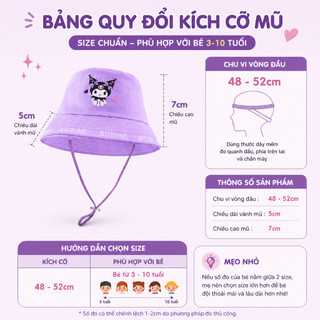 Mũ Bucket Cho Bé Trai Bé Gái 3-10 Tuổi In Hình Kurumi Dễ Thương, Mũ Chống Nắng Trẻ Em Cotton Mềm Mại Có Dây Đeo