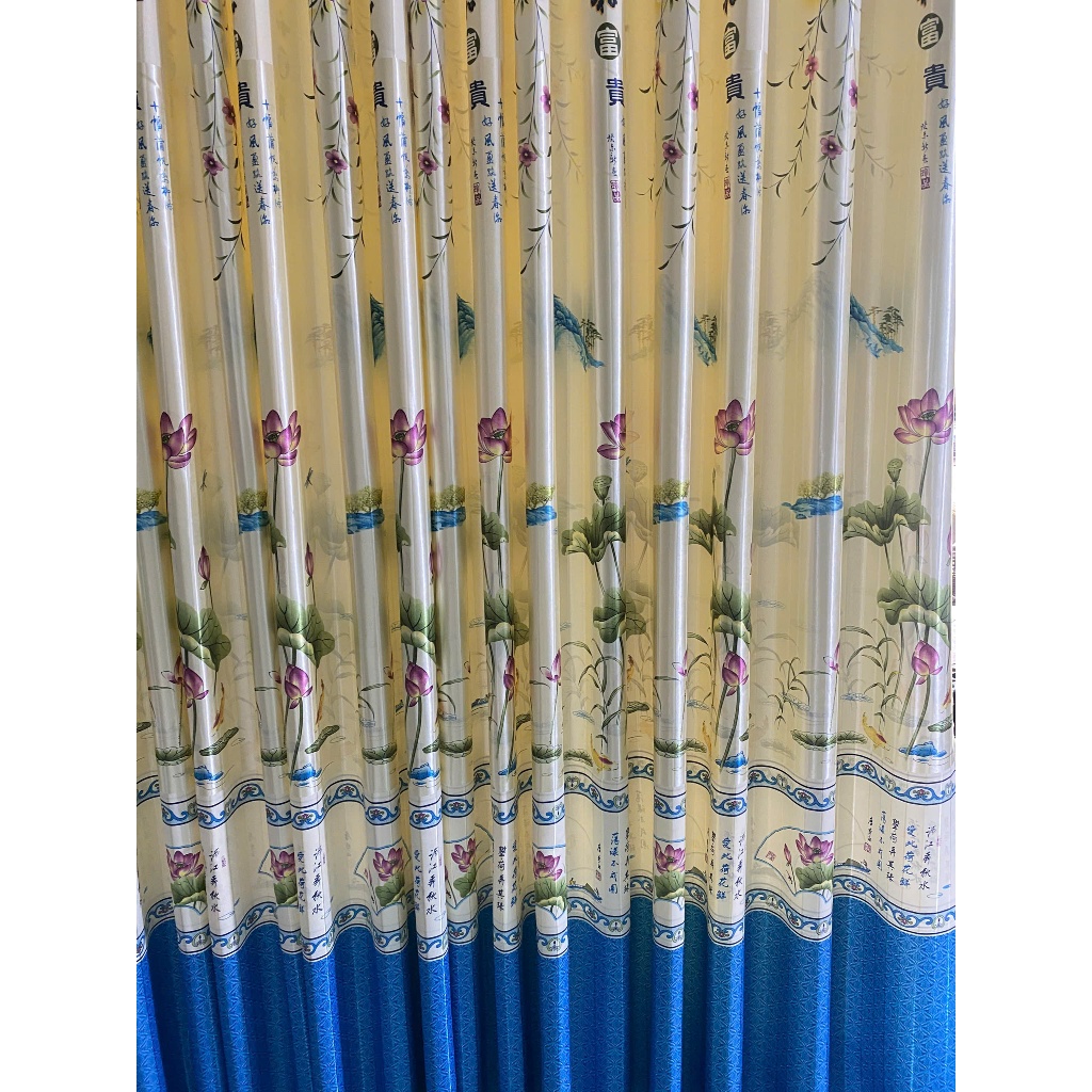 1 TẤM GẤM PHI BÓNG HOA SEN XANH DƯƠNG CHƯA CÓ CÂY TREO - TREO 1 TẤM MUA 1 TẤM _TREO 2 TẤM MUA 2 TẤM RÈM CỬA VIỆT HÀN