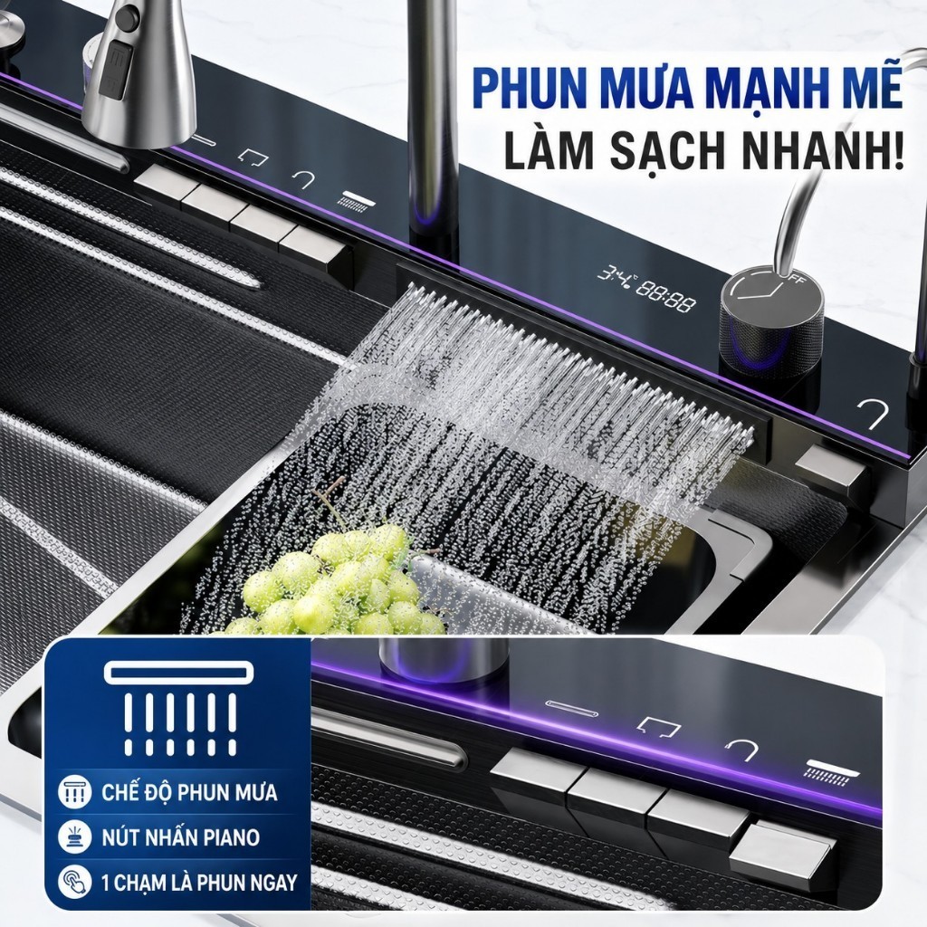 Chậu Rửa Bát 1 Hố Inox 304 Cao Cấp - Full Phụ Kiện Chống Gỉ Dễ Lắp Đặt Chậu rửa thông minh