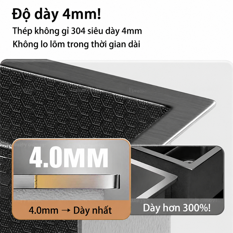 Chậu Rửa Bát 1 Hố Inox 304 Cao Cấp - Full Phụ Kiện Chống Gỉ Dễ Lắp Đặt Chậu rửa thông minh