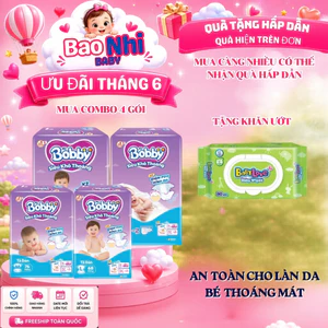 Tã Dán BOBBY Gói Lẻ Siêu Khô Thoáng 100% Cho Bé Size XS70, S80, M76, L68,XL62,XXL56, Khô thoáng, giúp bé thoải mái thoán